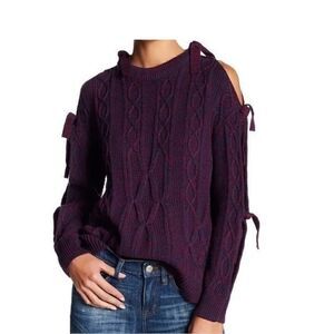 PROJECT NAADAM Anthro Marbled Cable Knit Cold Shoulder Sweater-S
